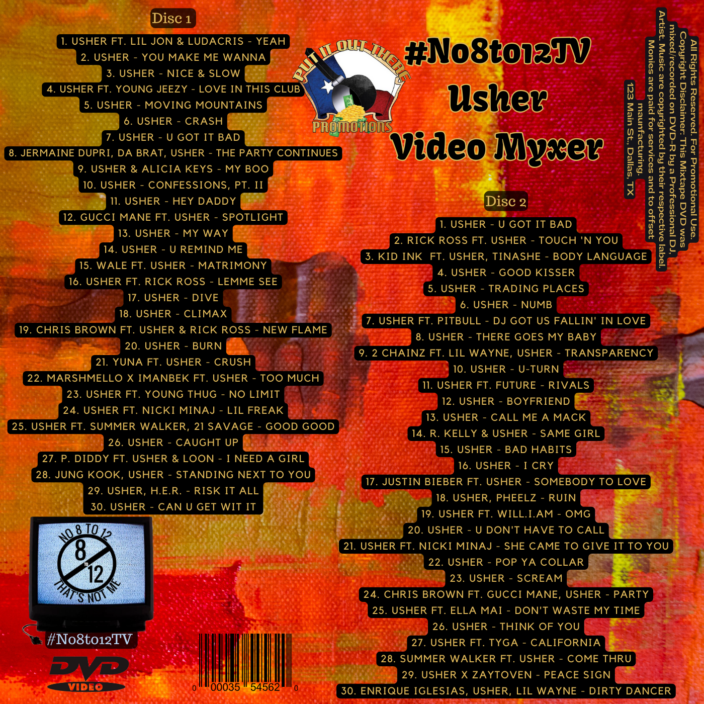 Usher #No8to12TV Video Myxer DVD *2-disc set* (Brand New) ...60 official music videos featuring Usher