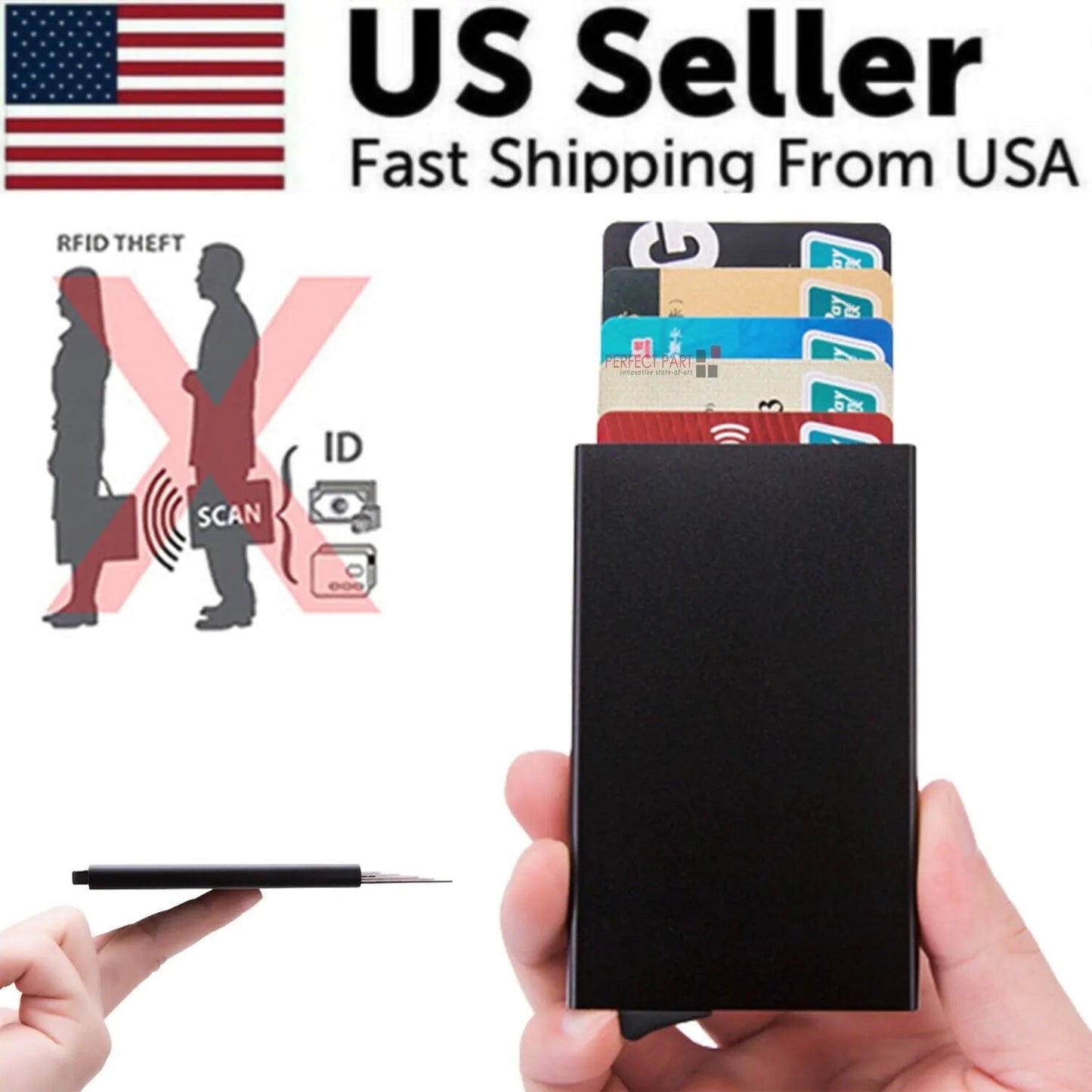 Mens RFID Blocking Slim Money Clip Carbon Fiber Wallet ID Credit Card Holder New - MVP Megastore